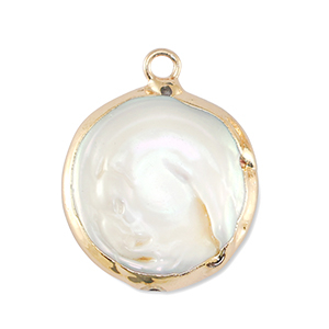 BQ Zoetwater parels bedel round Gold-Natural white