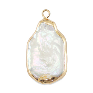 BQ Zoetwater parels bedel rectangle Gold-Natural white