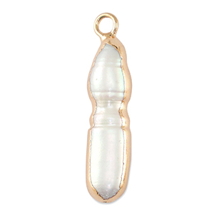 Zoetwater parels bedel tooth Gold-Natural white