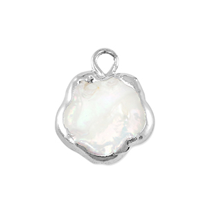 Zoetwater parels bedel flower Silver-Natural white
