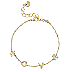 Armbanden van Stainless steel Roestvrij staal (RVS) ''LOVE'' Gold