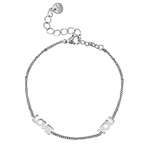 Armbanden van Stainless steel Roestvrij staal (RVS) ''LOVE YOU'' Silver