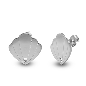 Oorbellen van Stainless steel Roestvrij staal (RVS) shell Silver