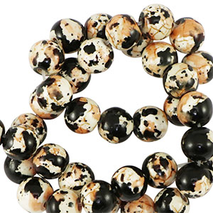 Keramiek kraal 6mm Black-creme