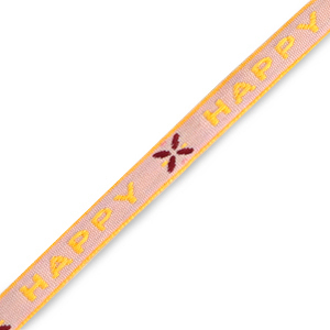 Tekstlint "happy" Pink-yellow