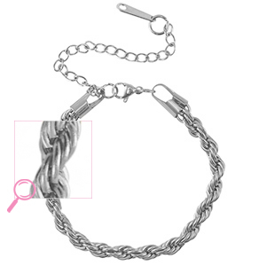 Armbanden van Stainless steel Roestvrij staal (RVS) twisted Silver