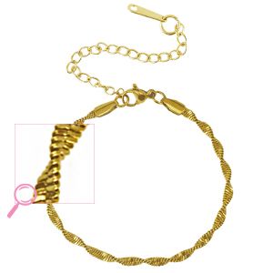 Armbanden van Stainless steel Roestvrij staal (RVS) twisted Gold