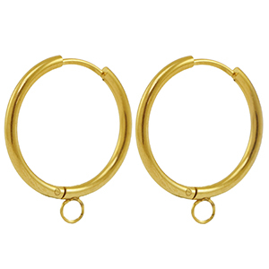 Oorbellen van Stainless steel Roestvrij staal (RVS) creolen 22mm Gold