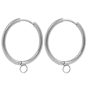 Oorbellen van Stainless steel Roestvrij staal (RVS) creolen 22mm Silver