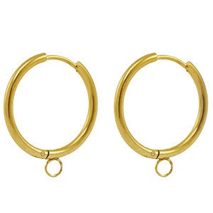 Oorbellen van Stainless steel Roestvrij staal (RVS) creolen 20mm Gold
