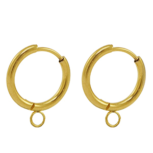 Oorbellen van Stainless steel Roestvrij staal (RVS) creolen 18mm Gold