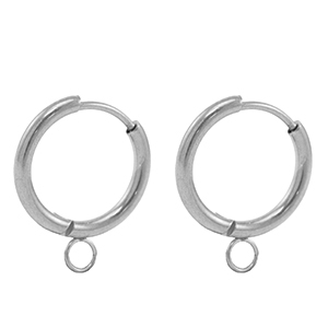 Oorbellen van Stainless steel Roestvrij staal (RVS) creolen 18mm Silver