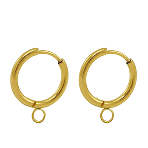Oorbellen van Stainless steel Roestvrij staal (RVS) creolen 16mm Gold