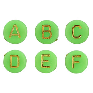 Acryl letterkralen mix Neon green-gold