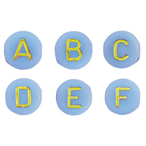 Acryl letterkralen mix Light blue-gold