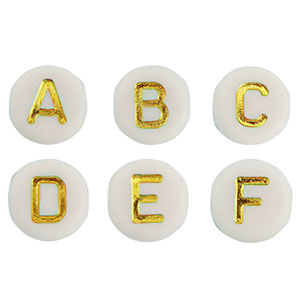 Acryl letterkralen mix Off white-gold