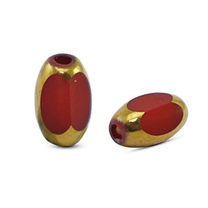 Glaskralen ovaal facet Red brown-gold