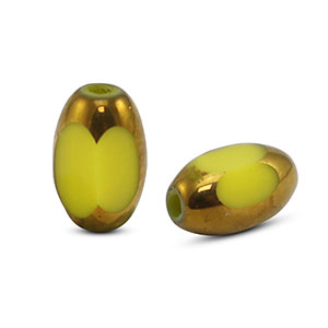 Glaskralen ovaal facet Yellow-gold