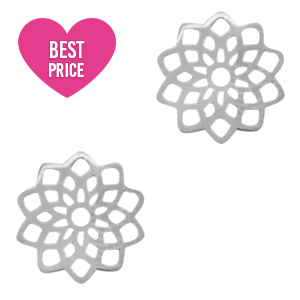 Bedels van Stainless steel Roestvrij staal (RVS) tussenstuk flower Zilver