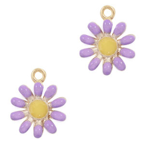 Basic quality metaal bedel flower Goud-paars