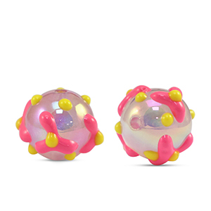 Kralen van acryl dots Pink-yellow