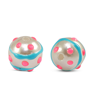 Kralen van acryl dots Pearl-blue pink