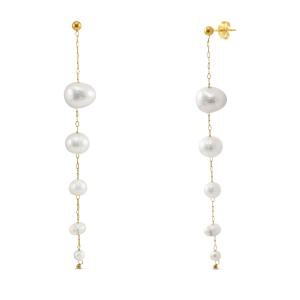Oorbellen / oorstekers van Stainless steel Roestvrij staal (RVS) pearls Gold