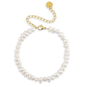 Armbanden van Stainless steel Roestvrij staal (RVS) pearls Gold