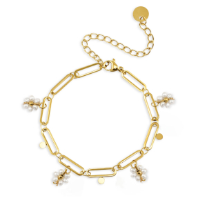 Armbanden van Stainless steel Roestvrij staal (RVS) pearls Gold