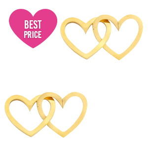 Bedels van Stainless steel Roestvrij staal (RVS) tussenstuk double heart Goud