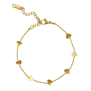 Armbanden van Stainless steel Roestvrij staal (RVS) hearts Gold