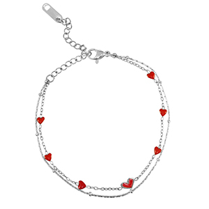 Armbanden van Stainless steel Roestvrij staal (RVS) hearts Silver
