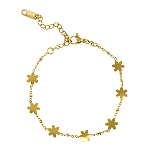 Armbanden van Stainless steel Roestvrij staal (RVS) flower Gold