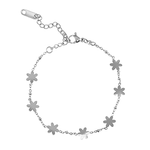Armbanden van Stainless steel Roestvrij staal (RVS) flower Silver