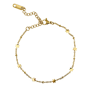 Armbanden van Stainless steel Roestvrij staal (RVS) flower Gold