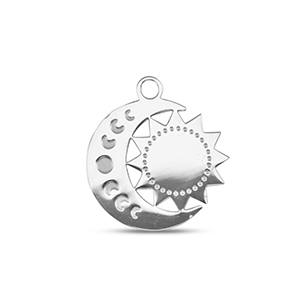Bedels van Stainless steel Roestvrij staal (RVS) moon and sun Silver