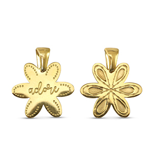 Bedels van Stainless steel Roestvrij staal (RVS) flower Gold