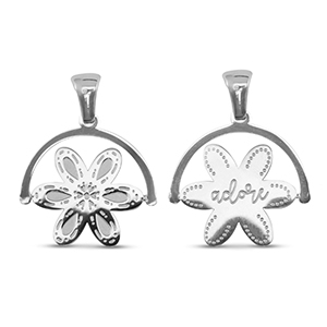 Bedels van Stainless steel Roestvrij staal (RVS) rotate flower Silver