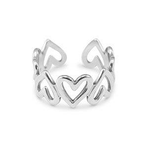 Ringen van Stainless steel Roestvrij staal (RVS) heart Silver