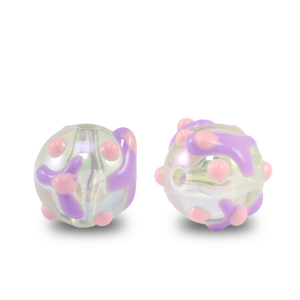 Kralen van acryl dots Transparent purple-pink
