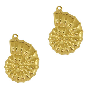 Bedels van Stainless steel Roestvrij staal (RVS) sea shell Gold