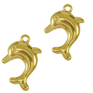 Bedels van Stainless steel Roestvrij staal (RVS) dolphin Gold