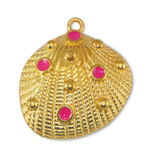 Metaal bedels DQ shell Fuchsia-Goud (nikkelvrij)