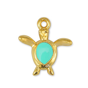 Metaal bedels DQ turtle Veraman Blue-Goud (nikkelvrij)