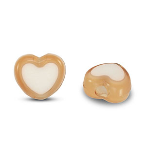 Acryl kralen heart Brown-white