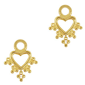 Bedels van Stainless steel Roestvrij staal (RVS) heart Gold