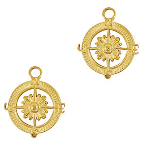 Bedels van Stainless steel Roestvrij staal (RVS) compass with flower Gold
