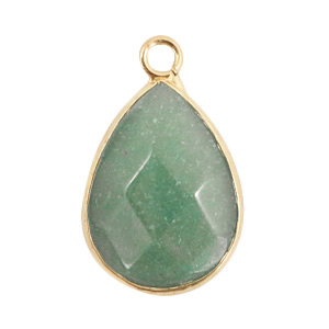 Hangers van natuursteen druppel Light green-gold