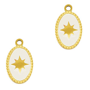 Bedels van Stainless steel Roestvrij staal (RVS) oval sun Gold-white