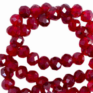 Facet kralen top quality disc 8x6 mm Wine red-pearl shine coating